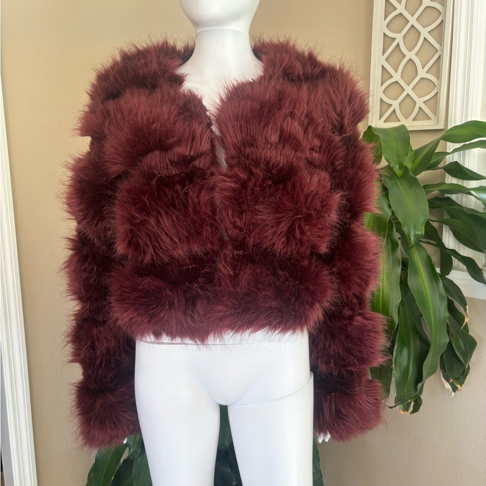 Prettylittlething Burgundy Teddy Jacket